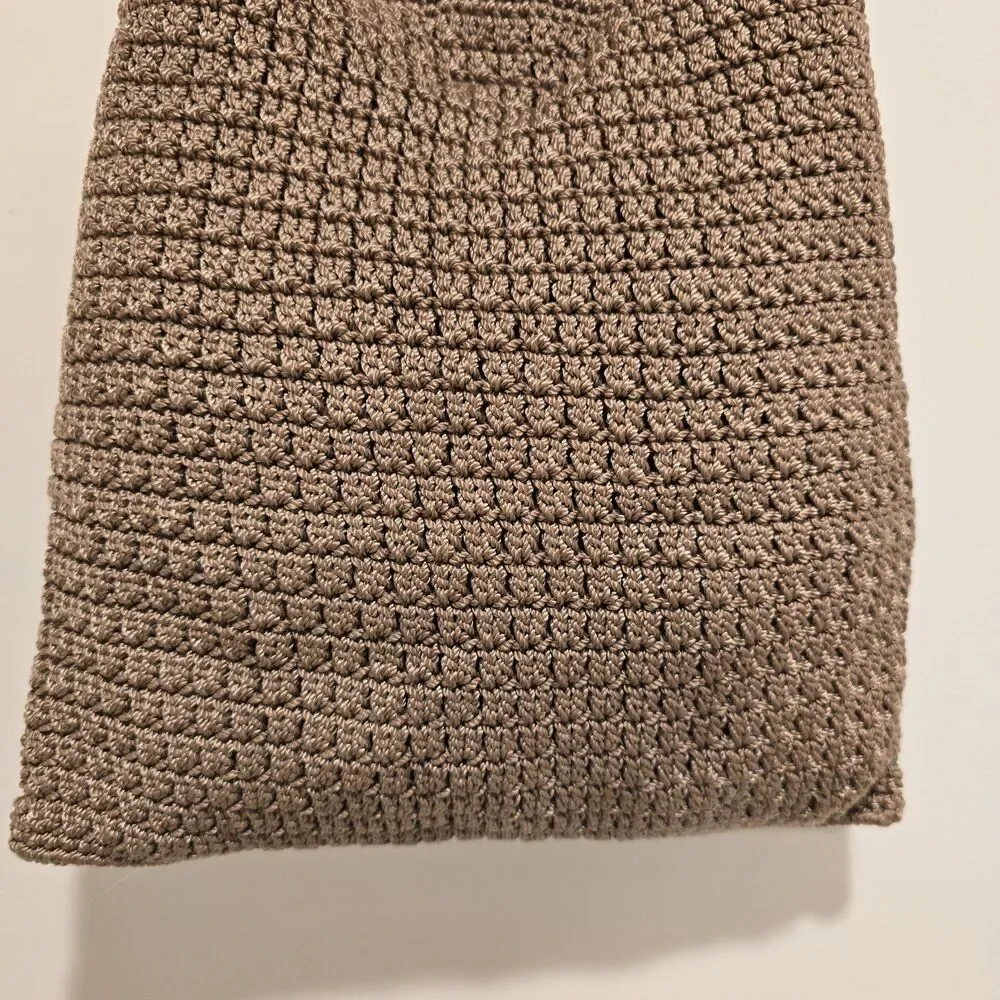 Vintage Knit Woven Hobo Bag Brown Taupe Crochet Crossbody Boho Hippie 90s Y2k